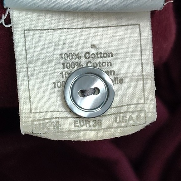 Laura Ashley Vintage Corduroy Midi Dress Sz 8 Modest Burgundy Purple Puff Sleeve - Picture 10 of 16